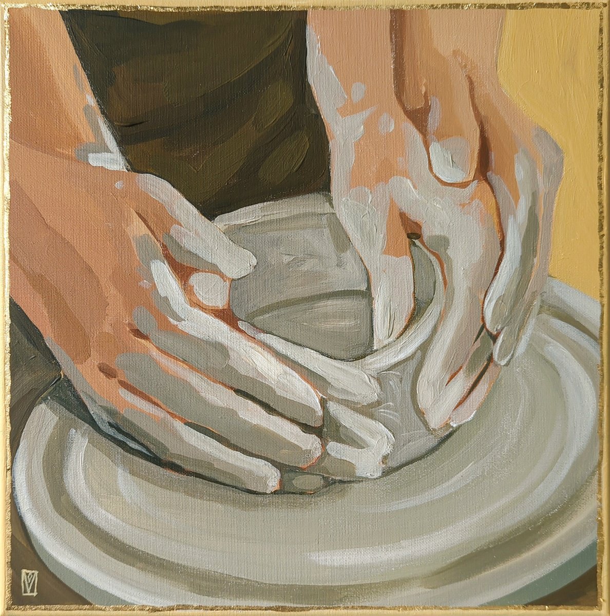 Impressionistic Portrait Acrylic Painting By Olha Vlasova, 12 X 12", Ghost, "Moments" Series, Original Artwork