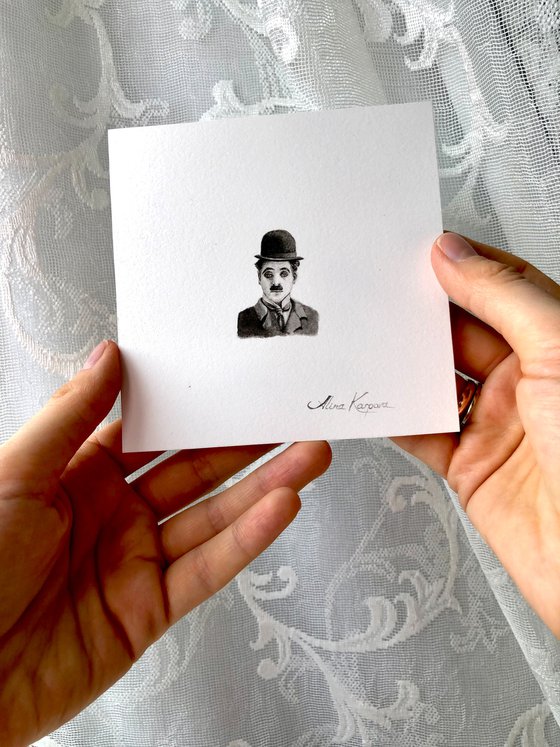 Charlie Chaplin miniature painting