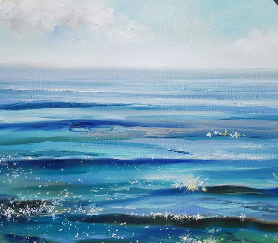 Sea painting on canvas, Seascape oil painting