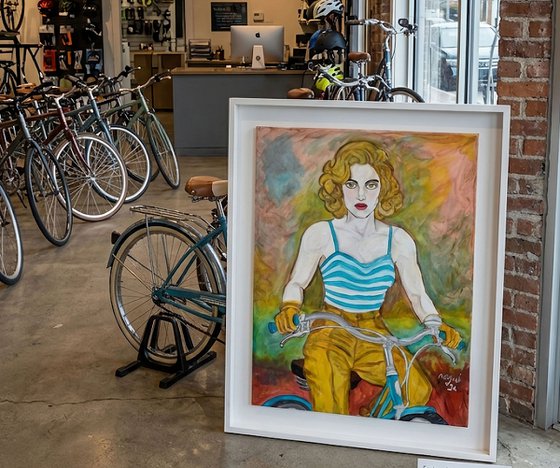 The blue bicycle