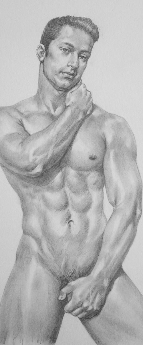 Drawing charcoal male nude #16-4-7-03 by Hongtao Huang