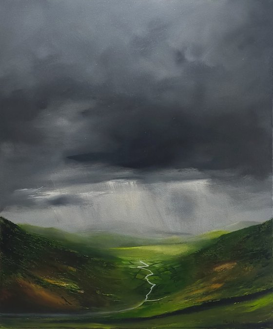 Illuminated Valley, Original oil painting