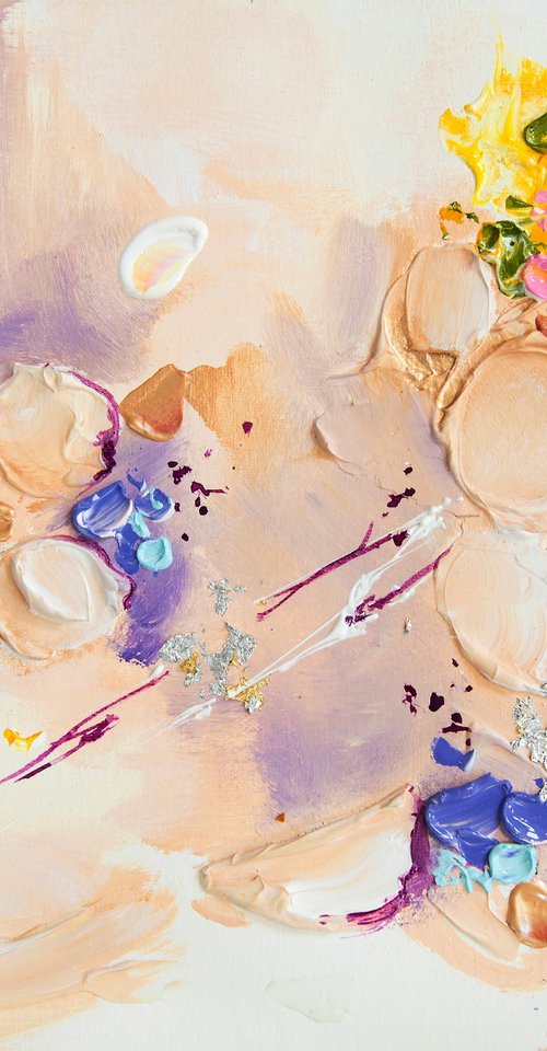 Сolorful flowers large abstract painting with a rich textured surface by Annet Loginova