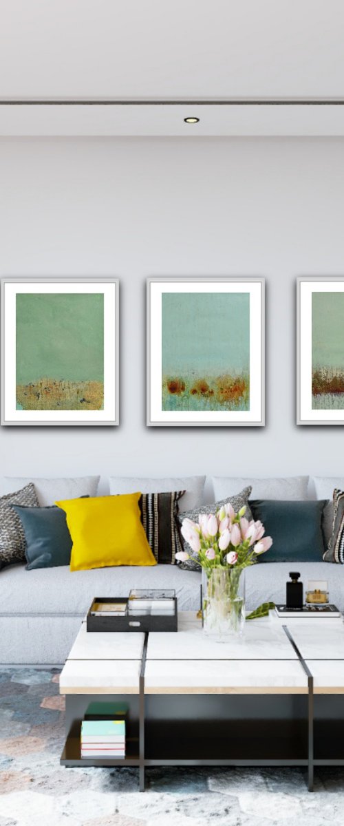 Green Triptych by Lisa Carney