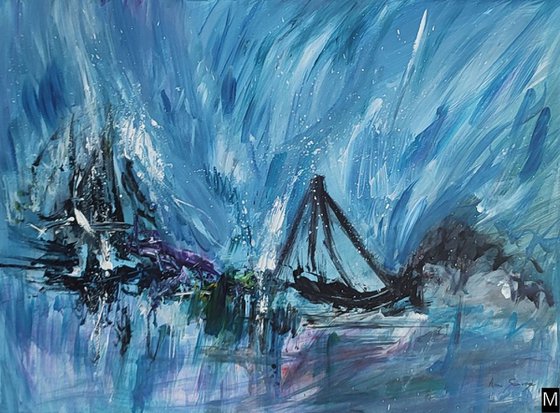 Set of 3 Hand-Painted Wood Panels