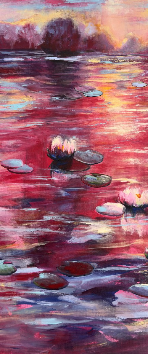 Red Sunset At The Pond by Sandra Gebhardt-Hoepfner