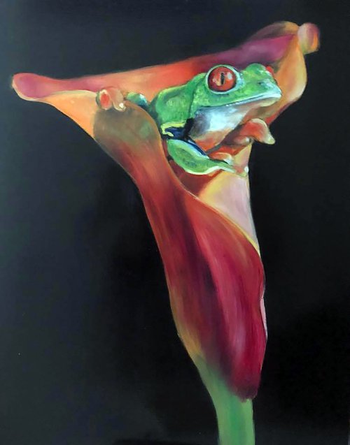 Treefrog in Arum by Jennie Smallenbroek