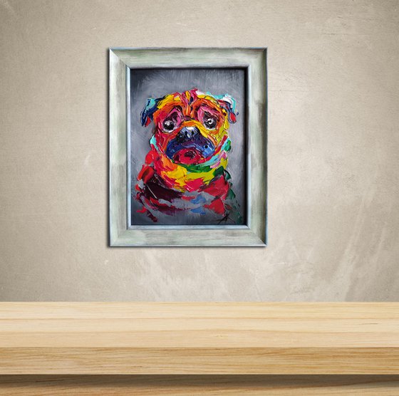 Pug dog - pug, dog, animals, oil painting, pug oil painting, pet, pet oil painting, gift, animals art