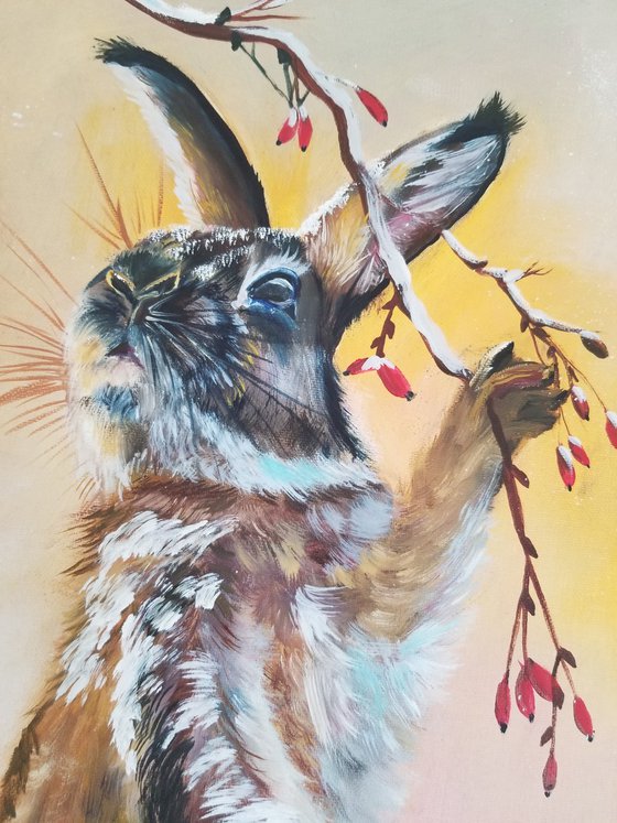 Winter Bunny in Forest