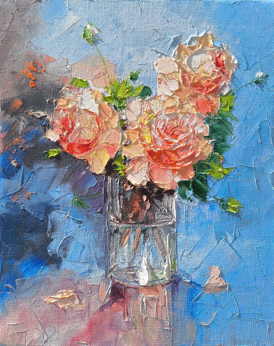 Impressionistic Botanical Oil Painting By Hrach Baghdasaryan, 9 X 12, Blooming Elegance, Original Artwork