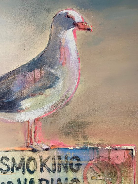 XXL Super Big Painting - "ENJOY THE VIEW" - Pop Art - Seascape - California - Bird - Seagull