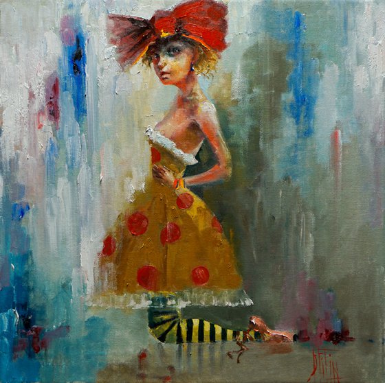 girl with a red bow