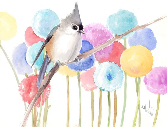 Titmouse and Flowers
