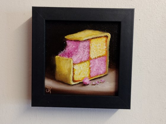 Little Battenberg slice still life