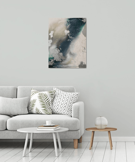 Ivory Abstract with Silver