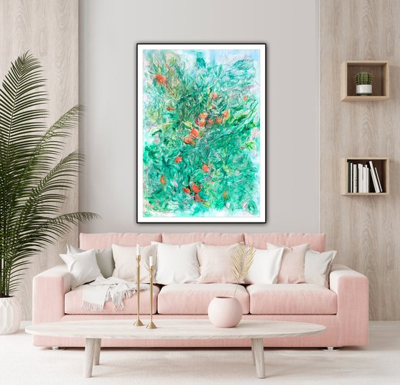 Orange Tree Original Mixed Media Painting For Home Decor