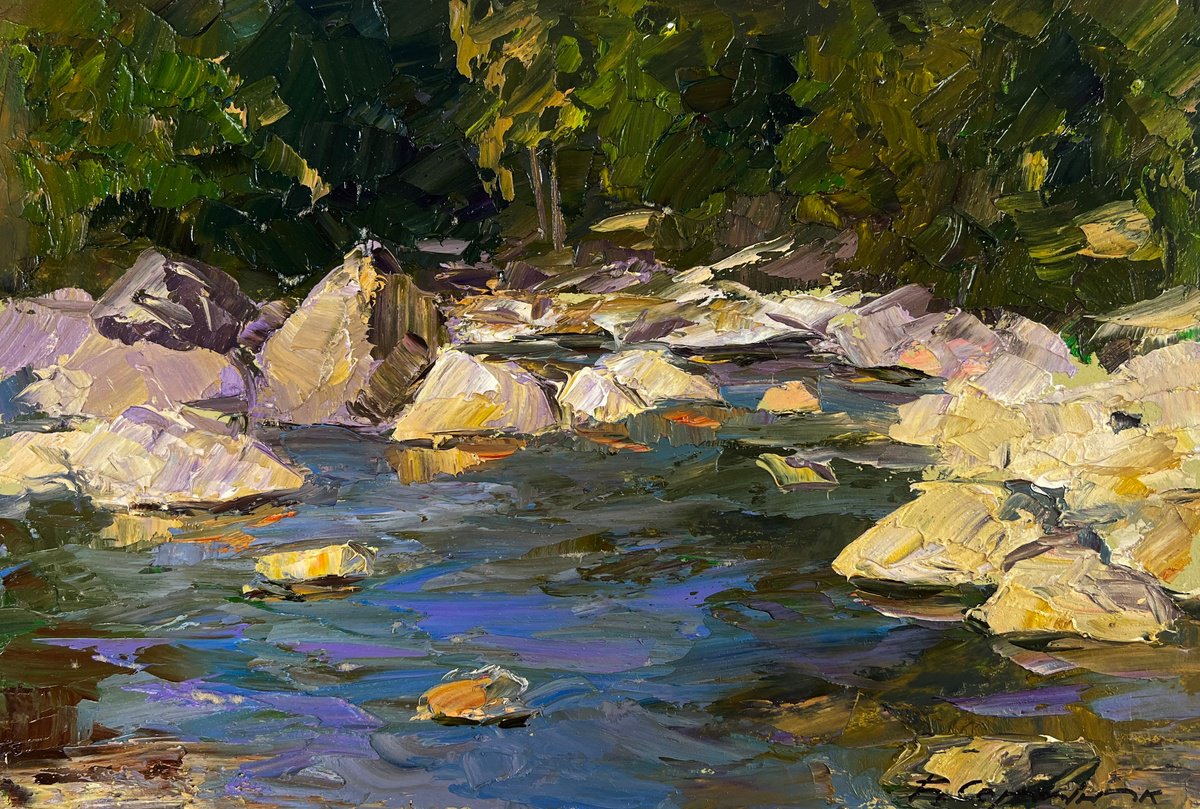 Boris Serdyuk | Original Oil Painting | Silent Whispers Between Green Shores | 35 X 24Cm | Artwork For Sale On Artfinder