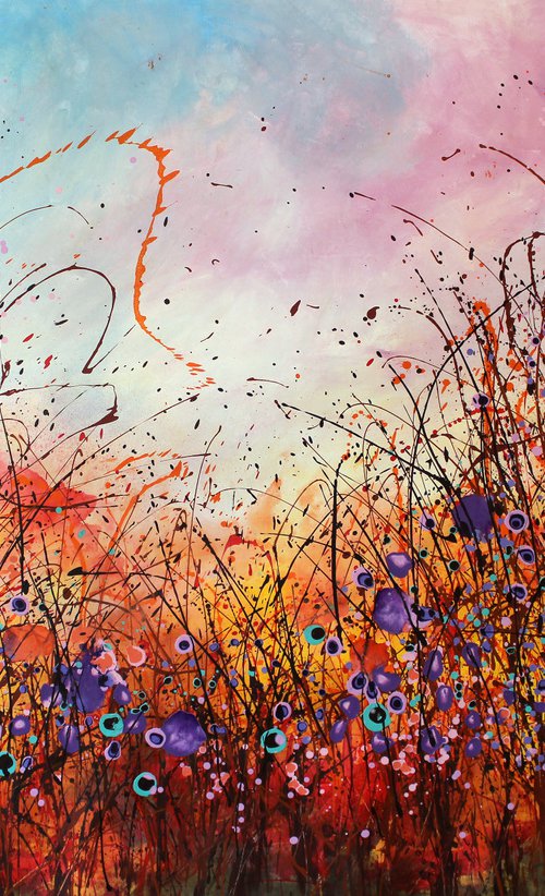"Moodcatcher" - Super sized floral landscape painting by Cecilia Frigati