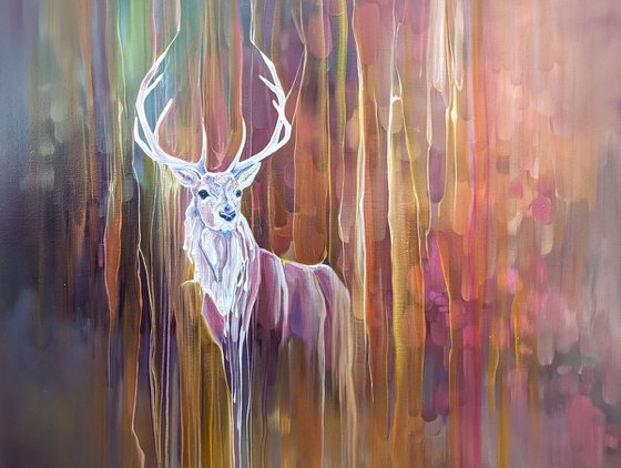 Stag semi abstract deer painting