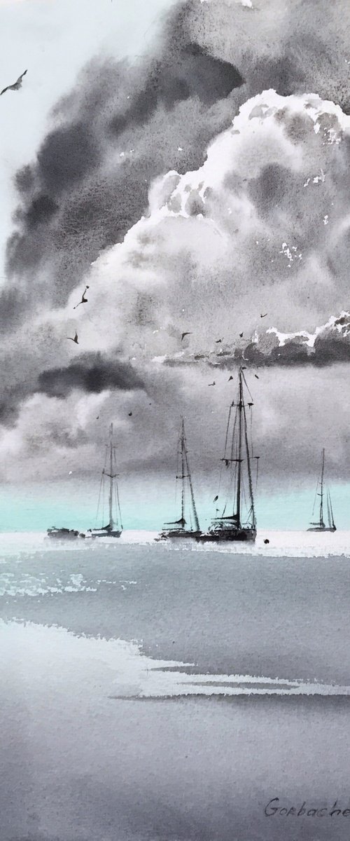 Yachts at sea #10 by Eugenia Gorbacheva