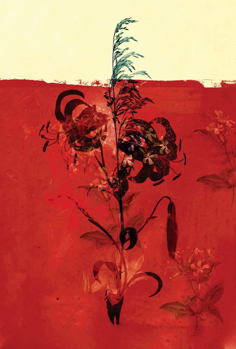 Botanical Painting By Teis Albers, 31 X 47", Currents, Original Artwork