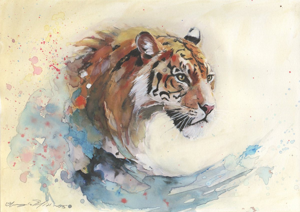 Impressionistic Portrait Drawing By Maurizio Puglisi, 11 X 8", Ocean, Original Artwork