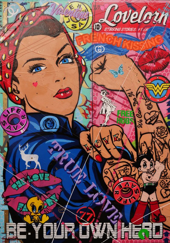 Your Own Hero Rosie 140cm x 100cm Rosie The Riveter Textured Urban Pop Art