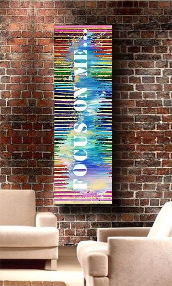 Abstract FOCUS ON ME / Original artwork / 150x50 cm / Free shipping / modern stripe art