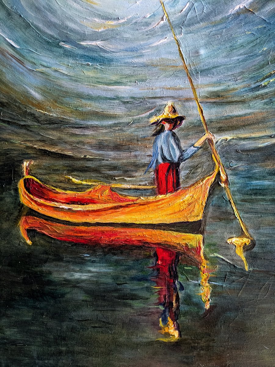 Expressive Oil Painting , The Return Of Charon By Felix Rubio, 21 X 32, Artwork For Sale On Artfinder