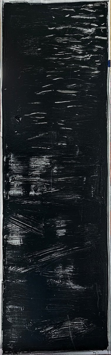 Abstract Oil Painting By Shelton Walsmith, 12 X 36", Noir + Far V.1, Original Artwork