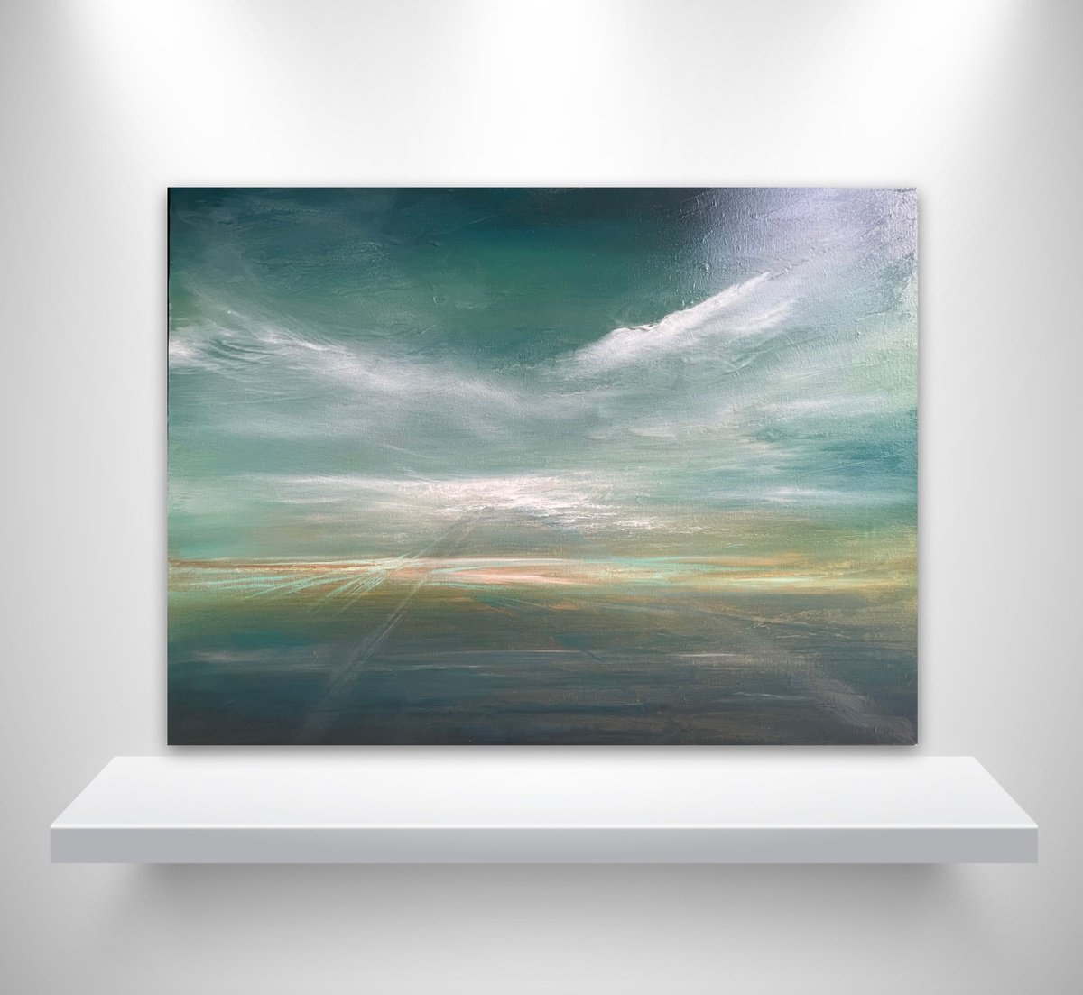 Expressive Landscape Acrylic Painting By Suzanne Williams, 31 X 24", Godrevy, Original Artwork