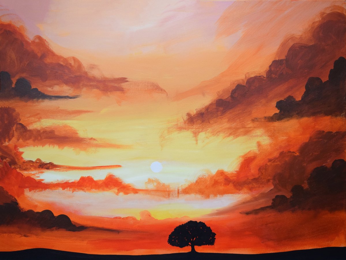 Impressionistic Landscape Acrylic Painting By Stuart Wright, 40 X 30", The Way Home, Original Artwork