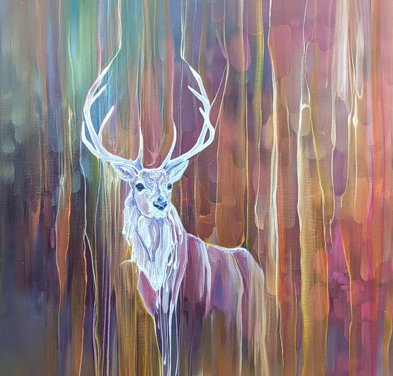 Stag semi abstract deer painting