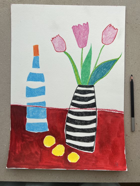Pink Tulips with Wine Lemons