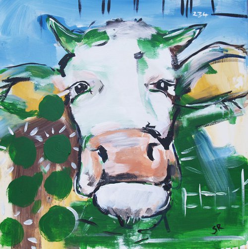 Don Giovanni – Colorful happy Cow Painting by Stefanie Rogge