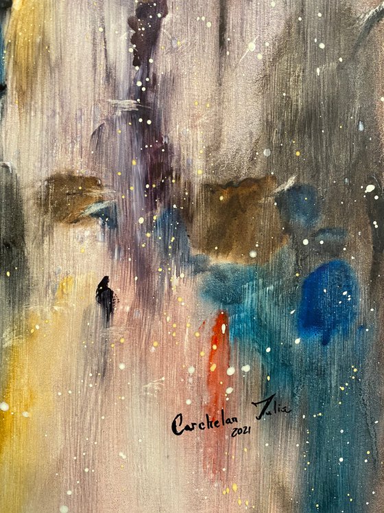 Sold Watercolor “Evening rain” perfect gift