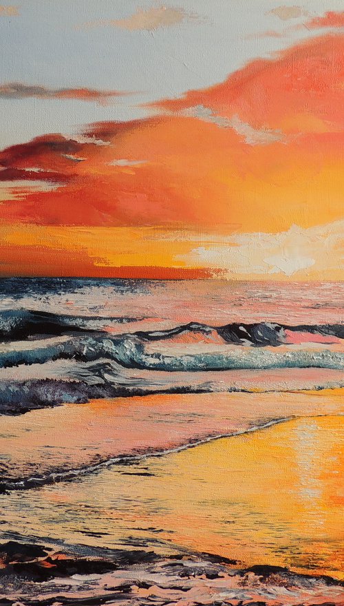 Sunset on the Caspian sea by Kakajan Charyyev