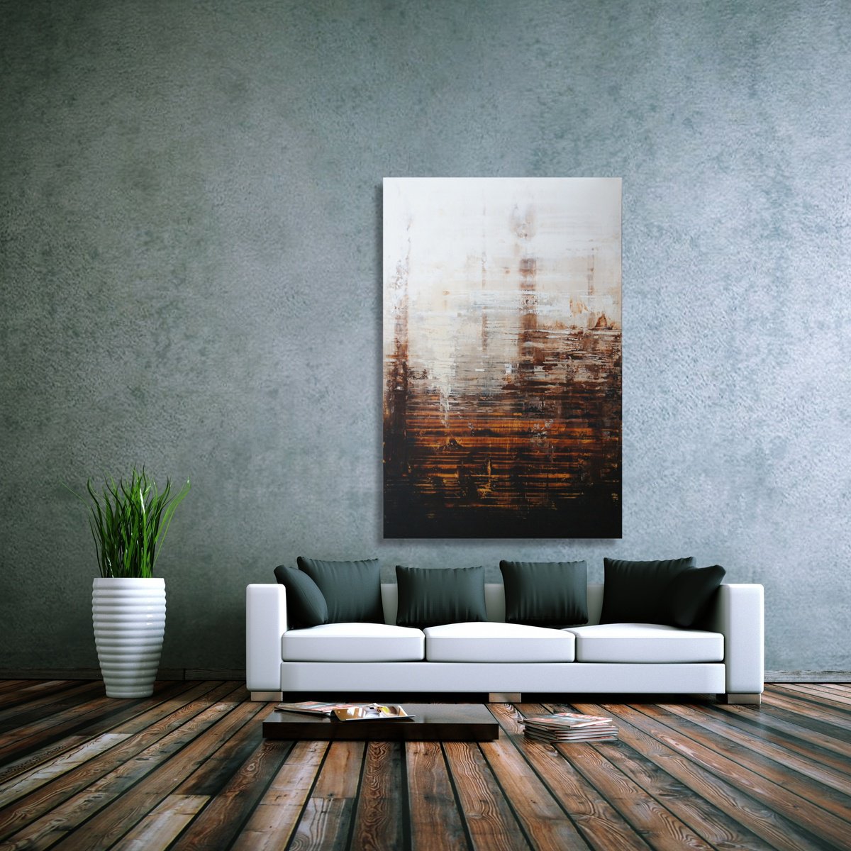 Abstract Acrylic Painting By Ansgar Dressler, 39 X 59, Carlin Gold Mine, Original Artwork