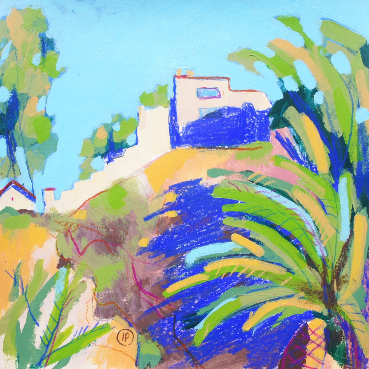 Impressionistic Landscape Painting By Irina Plaksina, 10 X 10, House In Spain, Original Artwork