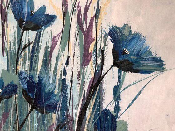 Blue Poppies in a Field