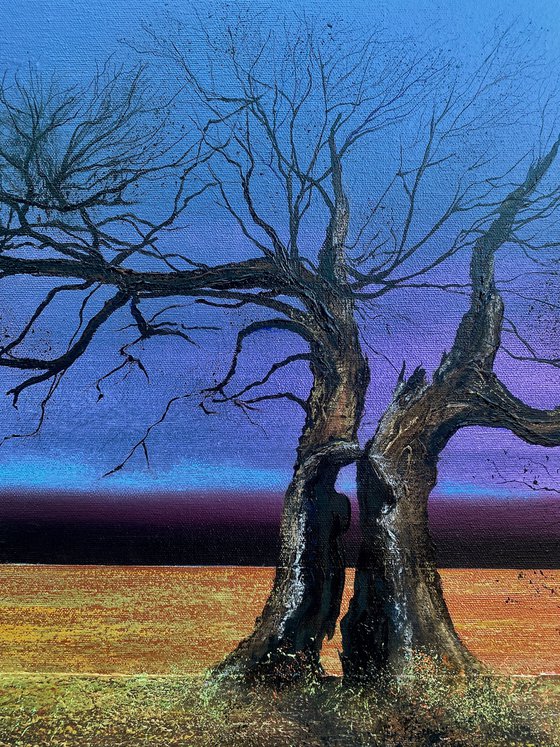 'Standing in the shadow of the Lightning Tree'. Large Oil Painting on Canvas