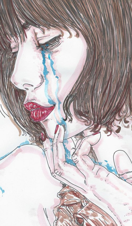 portrait of a woman crying by silvia gaudenzi