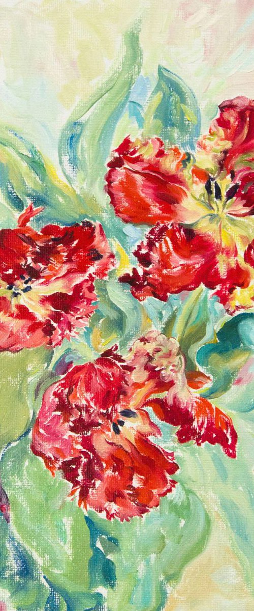 Red tulips by Daria Galinski