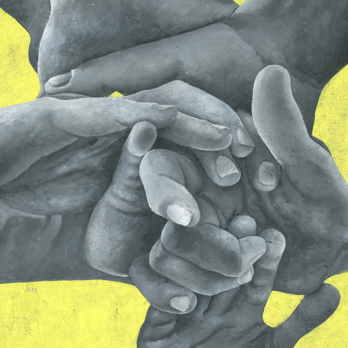 Expressive Portrait Acrylic Painting By Margarita Stepanova, 33 X 33", You Easy My Mind, Original Artwork