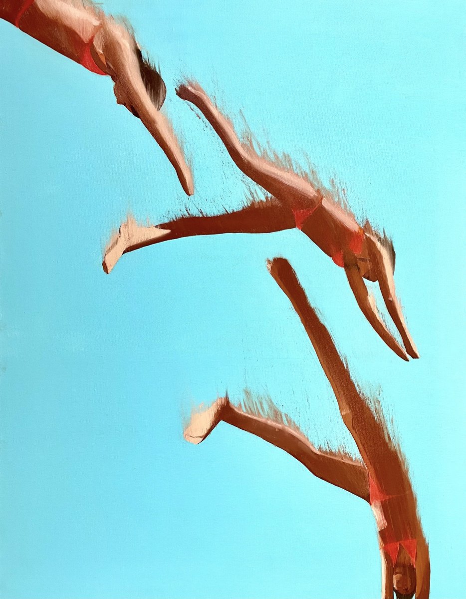 Urban And Pop Portrait Painting By Wencke Uhl, 28 X 35", Plunge, Original Artwork