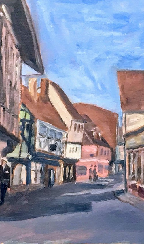 Strand street, Sandwich Kent. An original oil painting by Julian Lovegrove Art