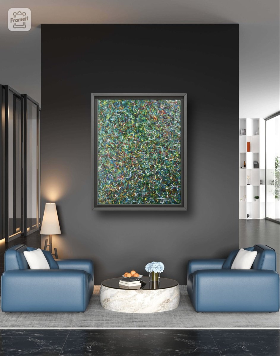 Abstract Oil Painting By Bruno Di Pietro, 31 X 39, Fondobosco, Original Artwork