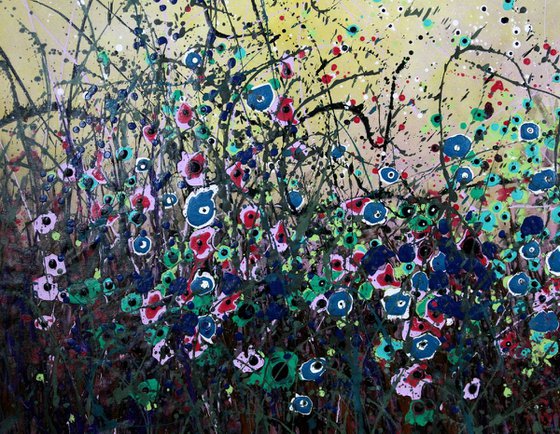 When The Night Falls  - Super sized original floral landscape