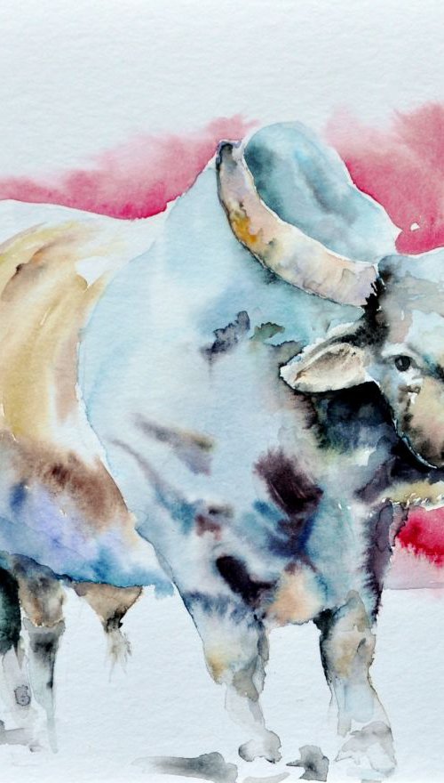 CORRIDA II original watercolour by Beata van Wijngaarden