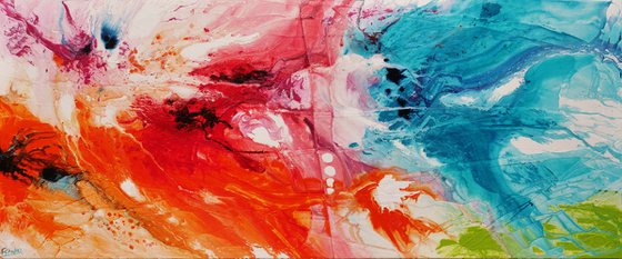 Colour Rapture 240cm x 100cm Colourful Textured Abstract Art